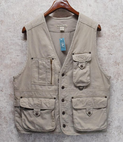画像1: 【ビンテージ】【Smith&Hawken】スミスアンドホーケン ベージュ コットン【ハンティングベスト】【サイズM】  (1)