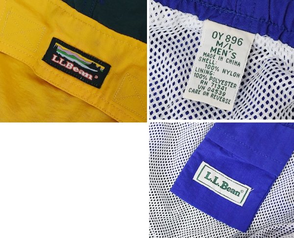 画像2: 【ビンテージ】【ＬＬビーン】【L.L.bean】【紺ｘ赤ｘ黄ｘ緑】クレイジーパターン【バギーズショーツ】【ナイロンショーツ】【Ｍ／Ｌ】  (2)