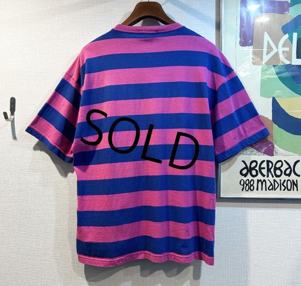 画像3: 〜90's USA製 ビンテージ【Eddie Bauer】【エディーバウアー】【青x赤ピンク】【ボーダー】【Tシャツ】【サイズL】  (3)