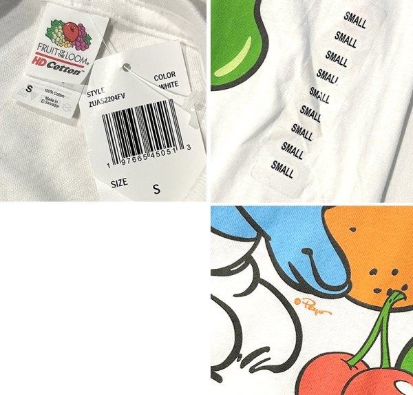 画像2: 新品未使用  ビンテージ【FRUIT OF THE LOOM】フルーツオブザルーム【FRESH FRUITY】スマーフ【白】【 Tシャツ】【サイズS】  (2)