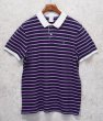 画像1: 【デッドストック】新品未使用【ブルックスブラザーズ】Brooks Brothers【胸ロゴ入り】【コットン】【紺×紫ボーダー】【ポロシャツ】【サイズL】  (1)