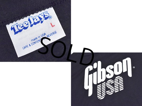 画像2: 【デッドストック】 80's【USA製】【ビンテージ】【Tee Jays】【黒】【ギブソン】ギター【プリント】【Tシャツ】【サイズL】  (2)