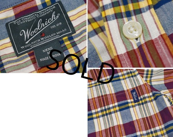 画像2: Woolrich【ウールリッチ】【マドラスチェック】【半袖シャツ】【BDシャツ】【サイズM】  (2)