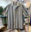 画像1: ハワイ製【ビンテージ】【FASHION BY TINA】【ブラウン系】【幾何学模様】コットン【半袖開襟シャツ】【サイズＬ】  (1)