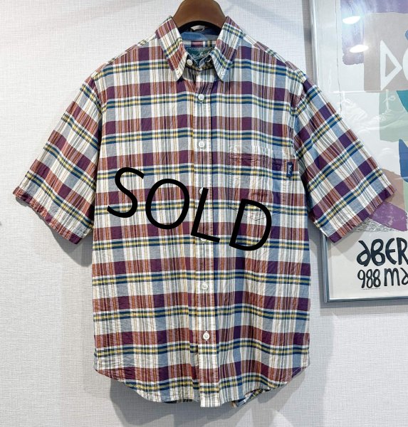 画像1: Woolrich【ウールリッチ】【マドラスチェック】【半袖シャツ】【BDシャツ】【サイズM】  (1)