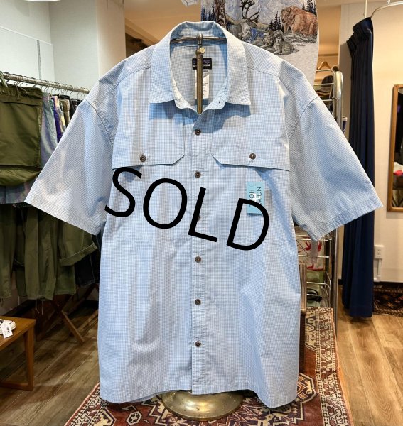 画像1: ビンテージ【パタゴニア】patagonia【水色】チェック ポリコットン 半袖シャツ【サイズXL】  (1)