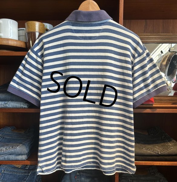 画像2: ~90's【ビンテージ】【L.L.Bean】【L.L.ビーン】カスコベイ【青×水色】【ボーダー】【ポロシャツ】L程度  (2)