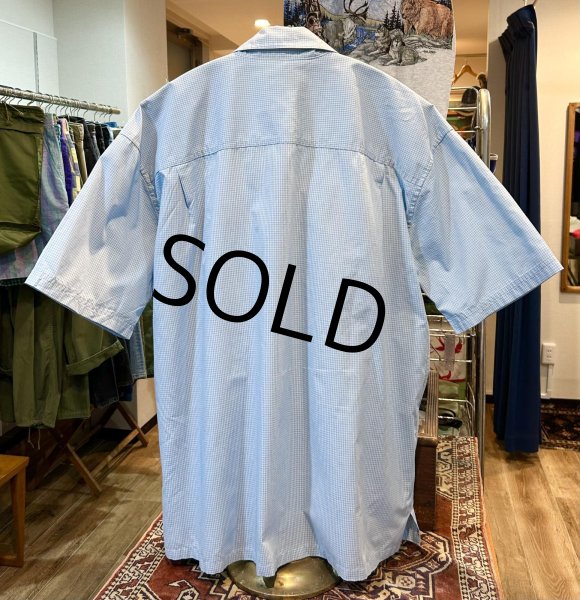 画像3: ビンテージ【パタゴニア】patagonia【水色】チェック ポリコットン 半袖シャツ【サイズXL】  (3)