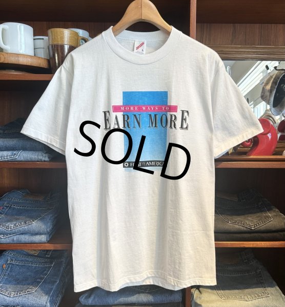 画像1: 90's【USA製】ビンテージ【ジャージーズ】【EARN MORE】【白】【Ｔシャツ】【サイズL】  (1)