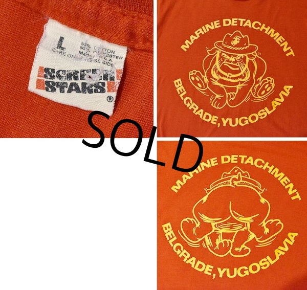 画像2: 80’s【USA製】ビンテージ【スクリーンスターズ】【USMC】【ブルドッグ】【赤】Tシャツ【サイズL】  (2)