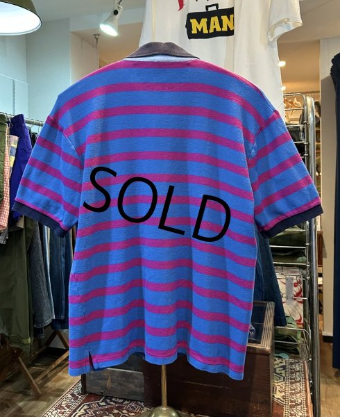 画像3: ~90's【ビンテージ】【L.L.Bean】【L.L.ビーン】カスコベイ【青×紫】【ボーダー】【ポロシャツ】L程度  (3)