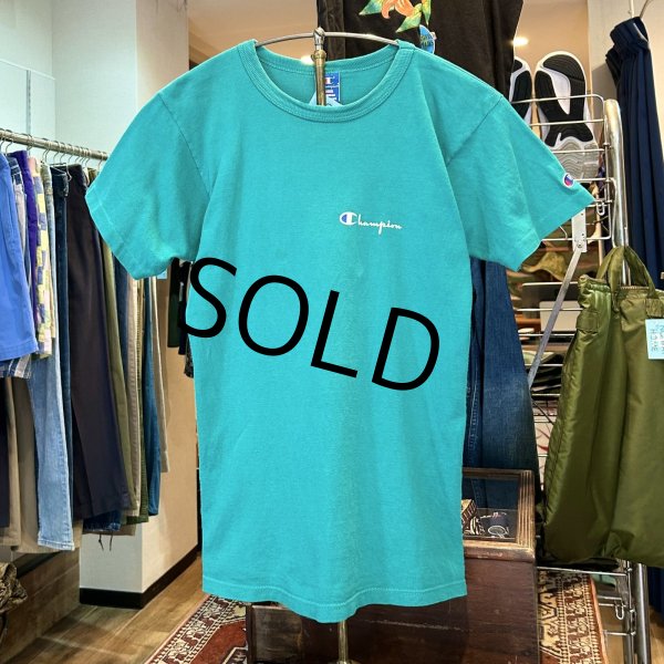 画像1: 【〜90's】【USA製】【ビンテージ】【チャンピオン】【Champion】胸ロゴプリント【エメラルド】【Tシャツ】【サイズM】  (1)