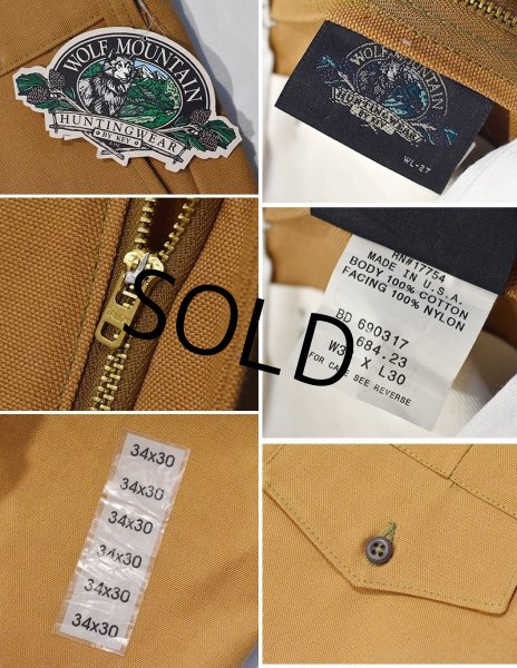 画像3: 90's~ デッドストック【USA製】ビンテージ【WOLF MOUTAIN】【ウルフマウンテン】ライトブラウンxカーキ ハンティングパンツ 【34x30】  (3)