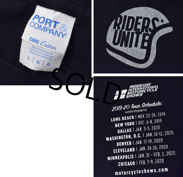 画像2: ビンテージ Port&Company【RIDERS UNITE】ヘルメット【黒】Tシャツ【サイズL】  (2)
