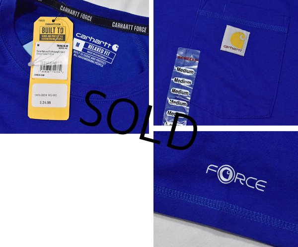 画像2: 未使用!!【ビンテージ】【カーハート】carhartt【RELAXED FIT】胸ポケット付き 青【Tシャツ】【サイズM】  (2)