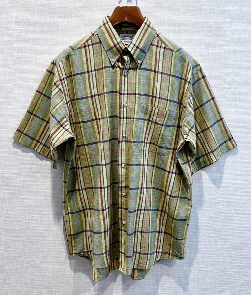 画像2: 90's~【インド製】【SPINNERSTOWN SHUTTLE】【黄色チェック】【半袖シャツ】【BDシャツ】【サイズM】  (2)