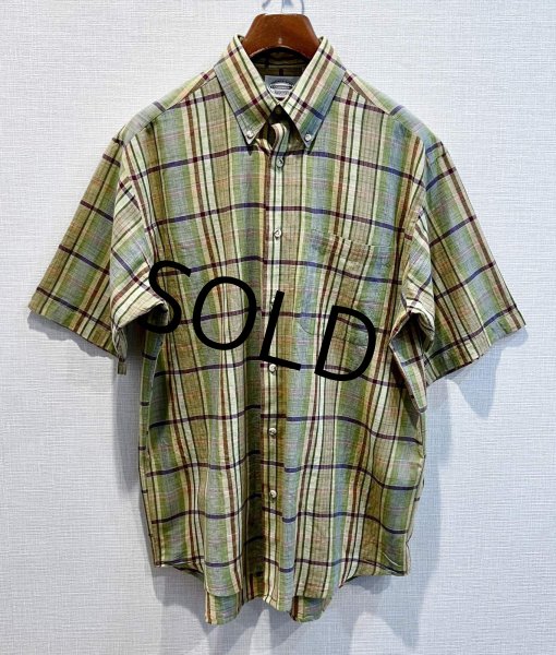 画像2: 90's~【インド製】【SPINNERSTOWN SHUTTLE】【黄色チェック】【半袖シャツ】【BDシャツ】【サイズM】  (2)