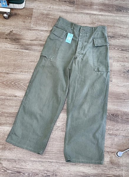 画像2: 40's【ビンテージ】【米軍実物】U.S.ARMY【M43】HBTパンツ【32X33】  (2)