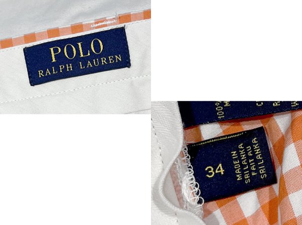 画像2: 【ラルフローレン】【オレンジ×白】【ギンガムチェック】【ショートパンツ】コットンパンツ 【短パン】【ショーツ】【W34】  (2)