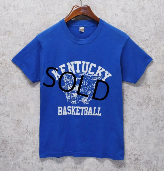 画像1: 80’s【USA製】ビンテージ【スクリーンスターズ】【KENTUCKY BASKET BALL】【虎】【青】Tシャツ【M程度】  (1)