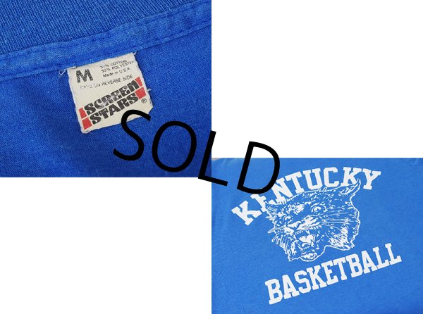 画像2: 80’s【USA製】ビンテージ【スクリーンスターズ】【KENTUCKY BASKET BALL】【虎】【青】Tシャツ【M程度】  (2)