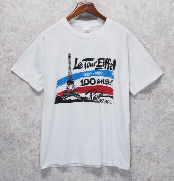 画像1: 【80's~】【USA製】ビンテージ【La Tour Fiffel PARIS FRANCE】【白】プリント 【Tシャツ】【サイズＬ】   (1)