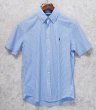 画像1: ビンテージ 【POLO RALPH LAUREN】【ラルフローレン】【RL UNTUCKED FIT】【青×白】ストライプ【シアサッカー】半袖シャツ 【サイズS】   (1)