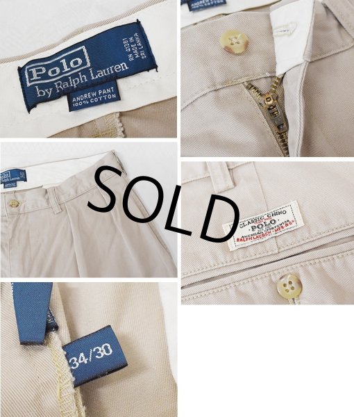 画像2: ビンテージ【ラルフローレン】POLO RALPH LAUREN【ベージュ】ANDREW PANTS【アンドリューパンツ】【2タック】【コットンパンツ】【34×30】  (2)