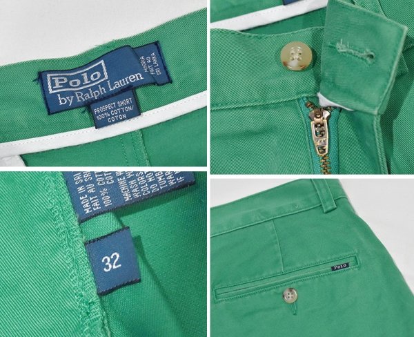 画像2: 90's~【ビンテージ】【POLO RALPH LAUREN】ラルフローレン【緑】PROSPECT SHORT【ショートパンツ】【短パン】【コットンショーツ】【W32】  (2)