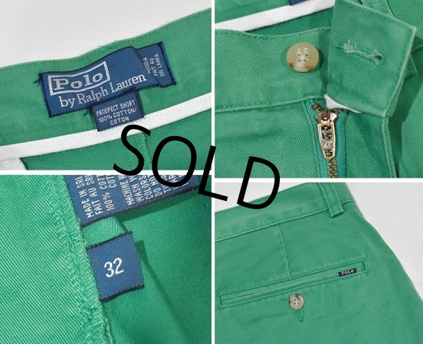 画像2: 90's~【ビンテージ】【POLO RALPH LAUREN】ラルフローレン【緑】PROSPECT SHORT【ショートパンツ】【短パン】【コットンショーツ】【W３２】  (2)