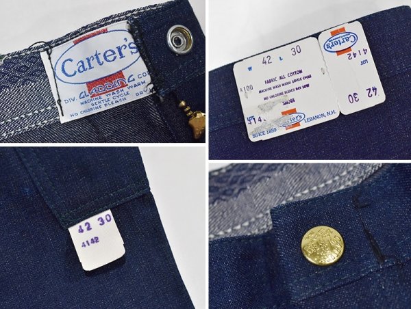 画像3: ~70's【デッドストック】USA製【ビンテージ】【Carter's】カーターズ【デニム】【ペインターパンツ】【紺】【42ｘ30】  (3)