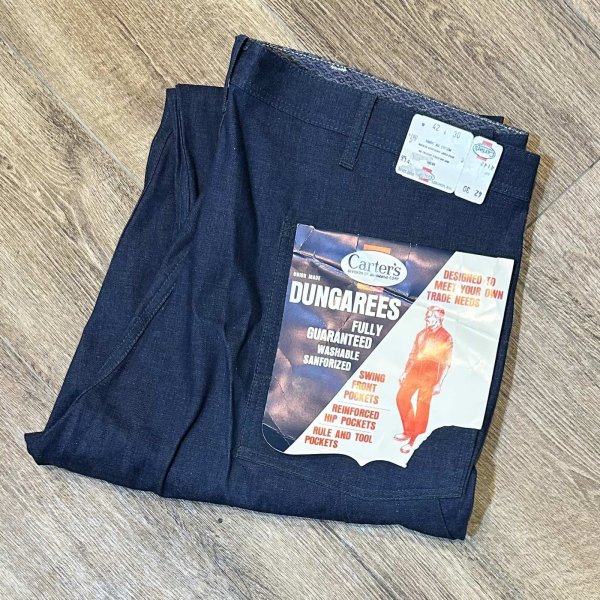 画像1: ~70's【デッドストック】USA製【ビンテージ】【Carter's】カーターズ【デニム】【ペインターパンツ】【紺】【42ｘ30】  (1)