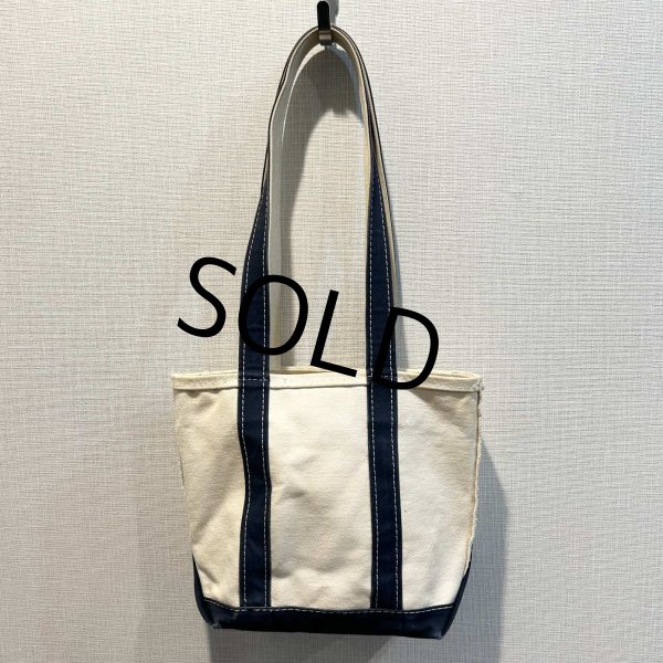 画像3: 90's~【ビンテージ】【L.L.bean】【エルエルビーン】【白×紺】長めハンドル【天マチファスナー付き】【キャンバス】【トートバッグ】【キャンバストート】  (3)