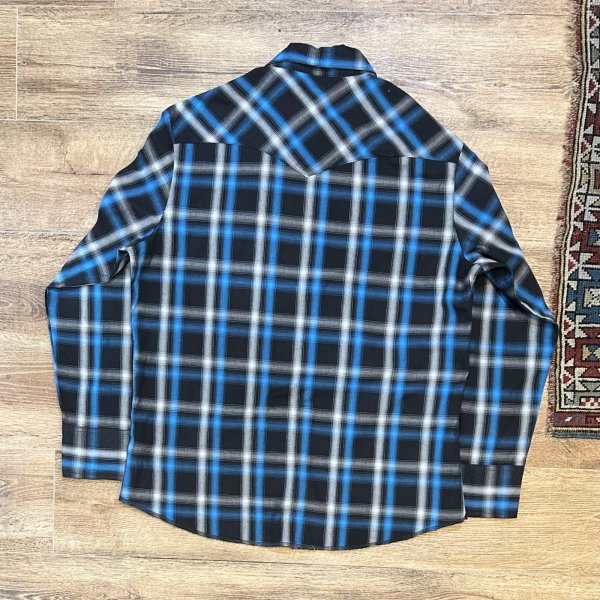 画像3: 【Wrangler】ラングラー【ビンテージ】【黒×青】オンブレチェック シャドーチェック【ウエスタンシャツ】【サイズL】   (3)