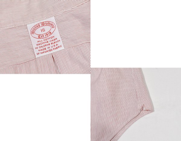 画像2: 90's 【USA製】【ビンテージ】【ブルックスブラザーズ】Brooks Brothers【白×赤ストライプ】コットン【半袖シャツ】【ボタンダウンシャツ】【16】  (2)