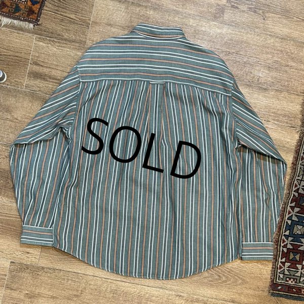 画像3: ~90’s【ビンテージ】【エディーバウアー】【Rufton Twill】【緑×エンジ×紺×白】ストライプ【長袖シャツ】【コットンシャツ】【サイズL】  (3)