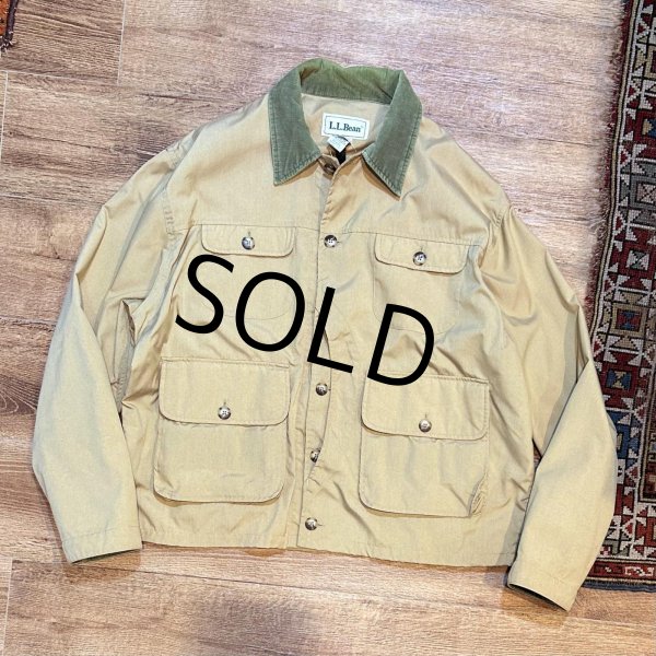 画像1: 80's~【L.L.Bean 】【L.L.ビーン】ビンテージ【ベージュ×襟緑コーデュロイ】【フォレストキーパージャケット】【サイズXL】  (1)