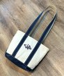 画像1: 90's~【ビンテージ】【L.L.bean】【エルエルビーン】【白×紺】長めハンドル【天マチファスナー付き】【キャンバス】【トートバッグ】【キャンバストート】  (1)