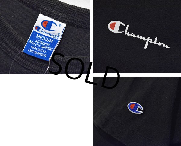 画像2: 【〜90's】【USA製】【ビンテージ】【チャンピオン】【Champion】胸ロゴプリント【黒】【プリントTシャツ】【サイズM】  (2)