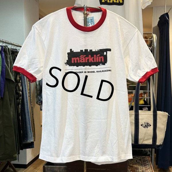 画像1: 90's【USA製】ビンテージ【ジャージーズ】【JERZEES】MARKLIN 汽車【白ｘ赤】【リンガーＴシャツ】【サイズＸＬ】  (1)