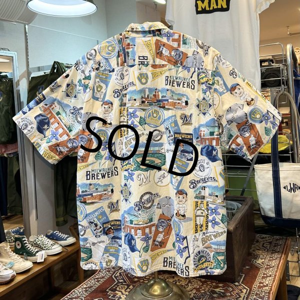 画像3: 【REYN SPOONER】【レインスプーナー】【MLB】野球 Milwaukee BREWERS ミルウォーキー・ブルワーズ メジャーリーグ【アロハシャツ】半袖シャツ【サイズL】   (3)