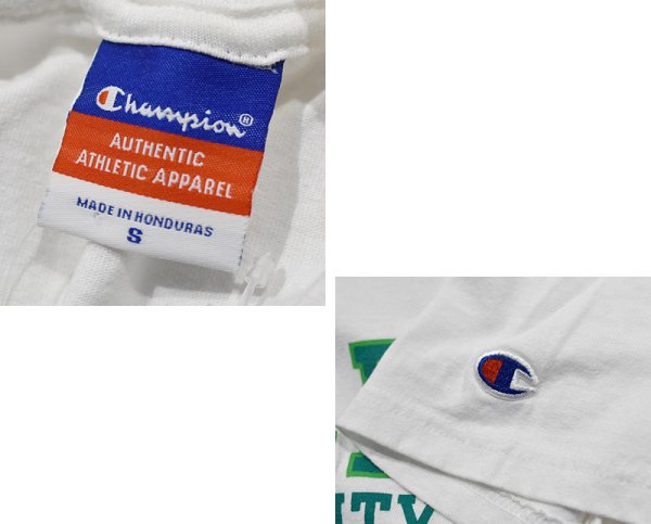 画像2: 【ビンテージ】【チャンピオン】【Champion】【LESLEY UNIVERSITY】カレッジロゴ【バックプリント付き】白ｘ黄緑プリント【プリントTシャツ】【サイズS】  (2)