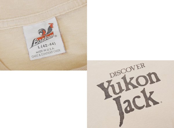 画像2: 【80's~】【USA製】【ビンテージ】【Bantam】バンタム【ベージュ】【DISCOVER YUKON JACK】【Tシャツ】【サイズL】  (2)
