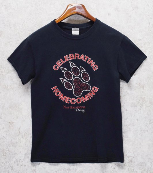 画像1: ビンテージ【GILDAN】【ギルダン】【CELEBRATING HOMECOMING】【黒】【肉球プリント】【Tシャツ】【サイズS】  (1)