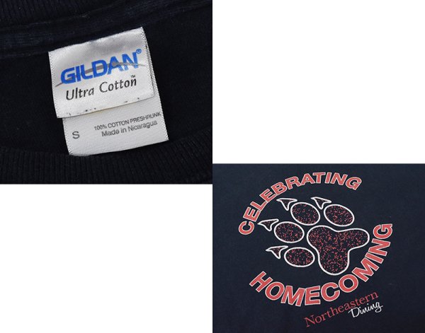 画像2: ビンテージ【GILDAN】【ギルダン】【CELEBRATING HOMECOMING】【黒】【肉球プリント】【Tシャツ】【サイズS】  (2)