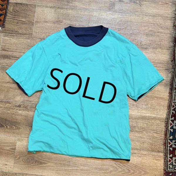 画像4: 90's【USA製】 ビンテージ【ランズエンド】【LANDS' END】【紺×エメラルド】【リバーシブル】【ダブルフェイス】【Tシャツ】【サイズM】  (4)