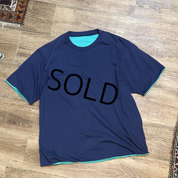 画像3: 90's【USA製】 ビンテージ【ランズエンド】【LANDS' END】【紺×エメラルド】【リバーシブル】【ダブルフェイス】【Tシャツ】【サイズM】  (3)