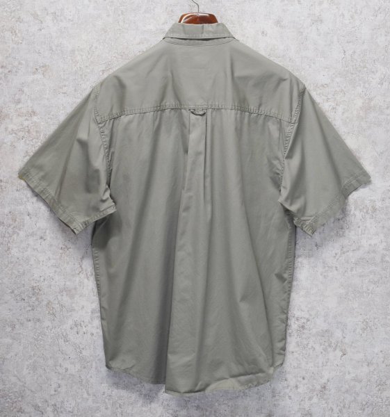 画像4: 90's~ ビンテージ【エディーバウアー】【Eddie Bauer】【カーキ】【無地】コットン【半袖シャツ】【BDシャツ】【サイズM】  (4)