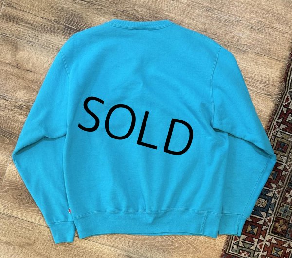 画像3: 90’ｓ【USA製】ビンテージ【Champion】【チャンピオン】前V ターコイズ 無地 胸ロゴ【スウェット】【サイズL】  (3)