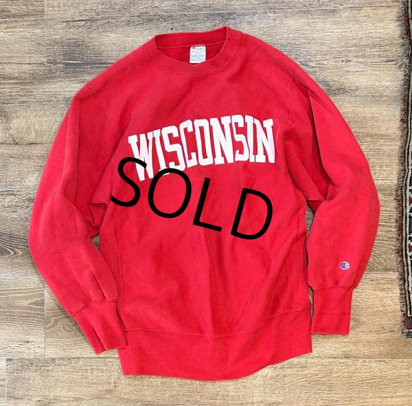 画像1: 90’s USA製 ビンテージ【Champion】チャンピオン【リバースウィーブ】WISCONSIN【赤】【スウェット】【サイズXL】  (1)